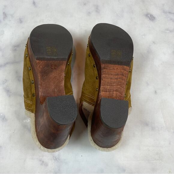 Sezane Taylor Suede Slingback Clogs Shearling Lined NWOB - Picture 8 of 12